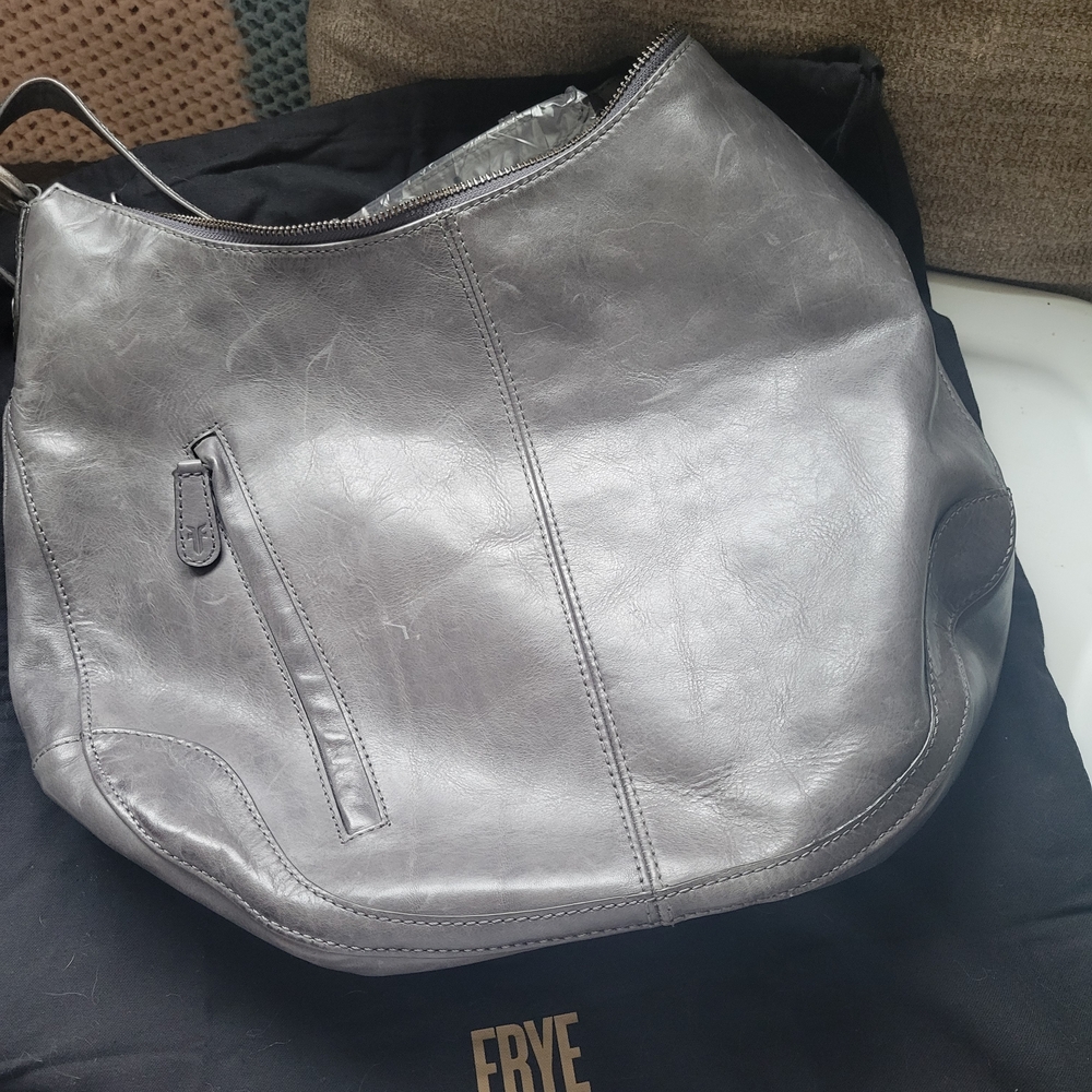 Frye Gray Leather Shoulder Bag